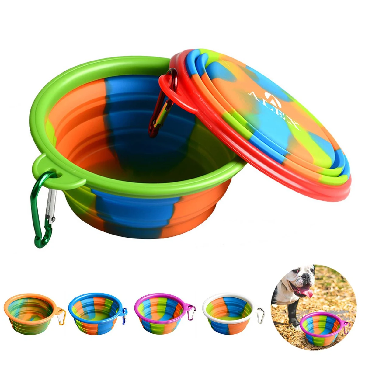 Folding Camouflage Pet Dog And Cat Silicone Bowl 1