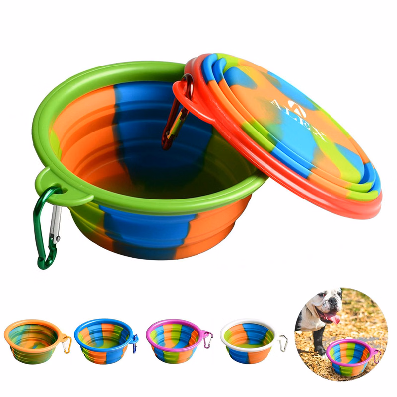 Folding Camouflage Pet Dog And Cat Silicone Bowl