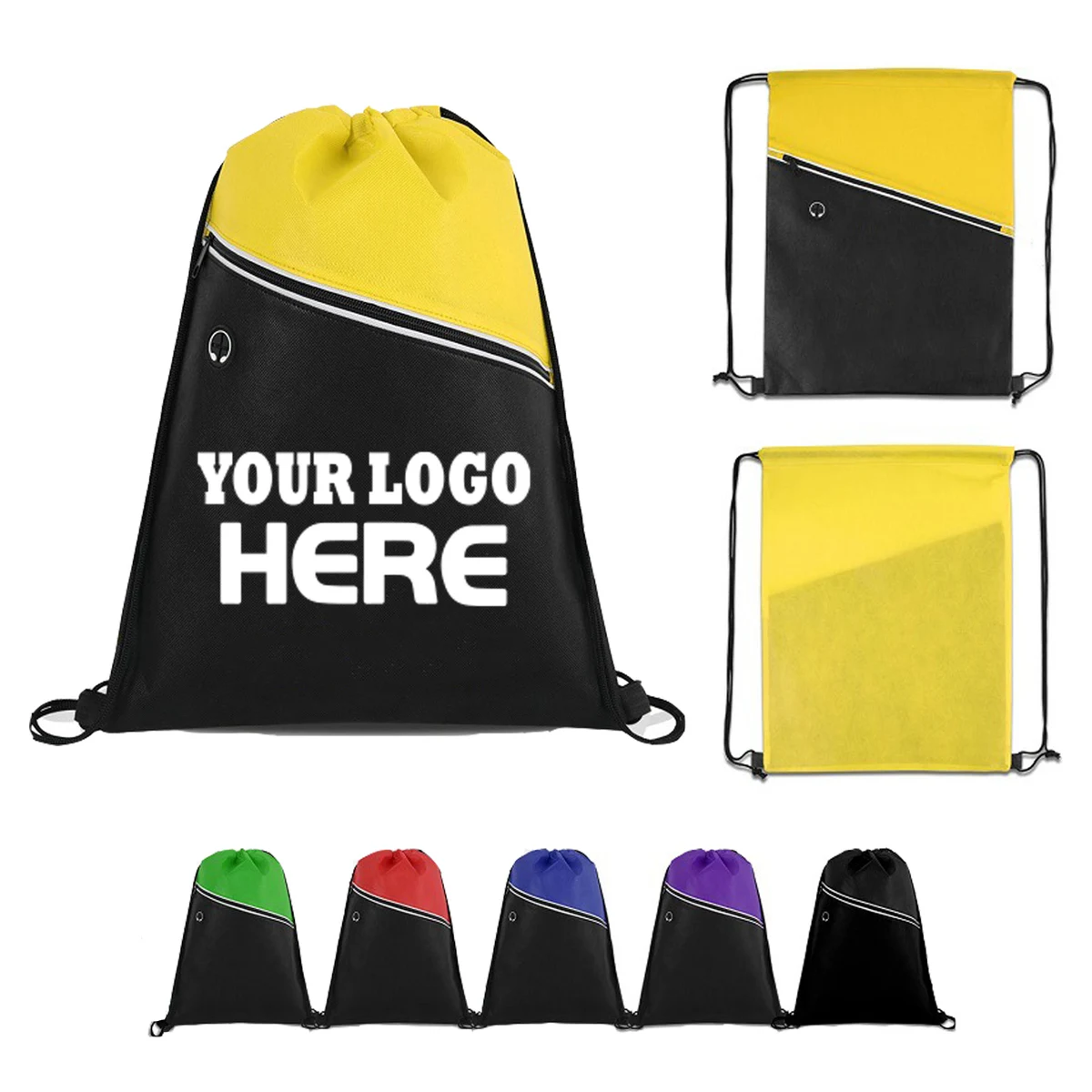 Two Tone Polypropylene Drawstring Backpack 1
