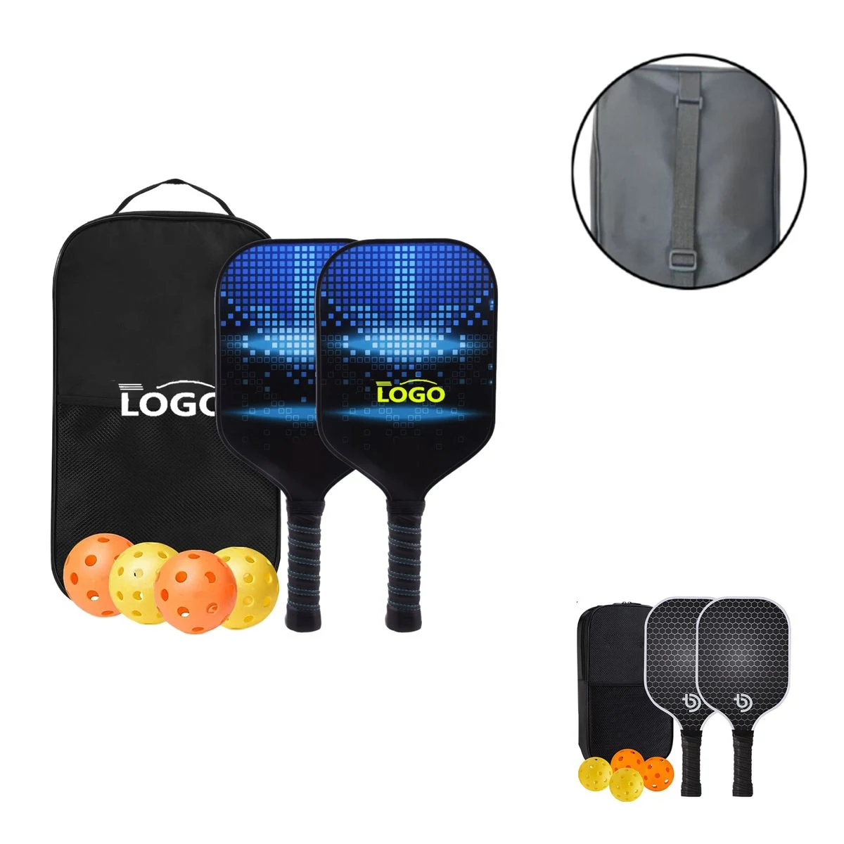 MOQ20 Fiberglass Carbon Pickleball Paddle Kit 1
