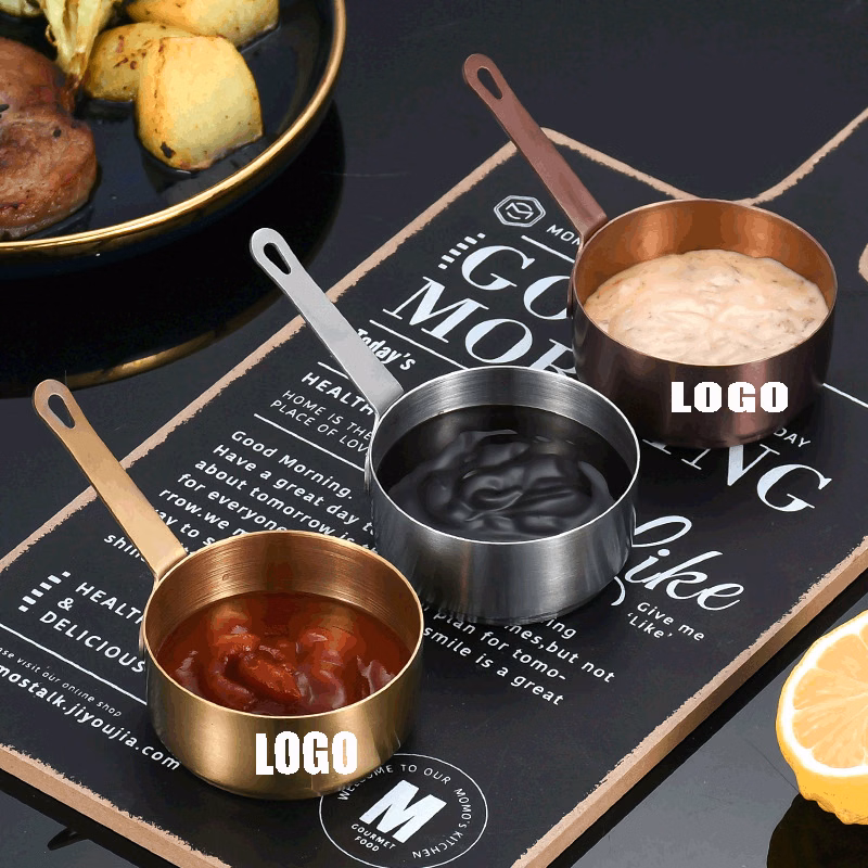 Sauce Cups with Handle/Stainless Steel Stackable Mini Dipping Sauce Cup