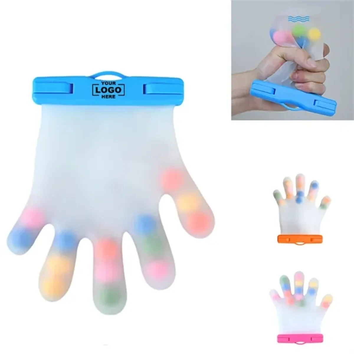 Silicone Stress Relief Glove Toy with Colorful Beads
1