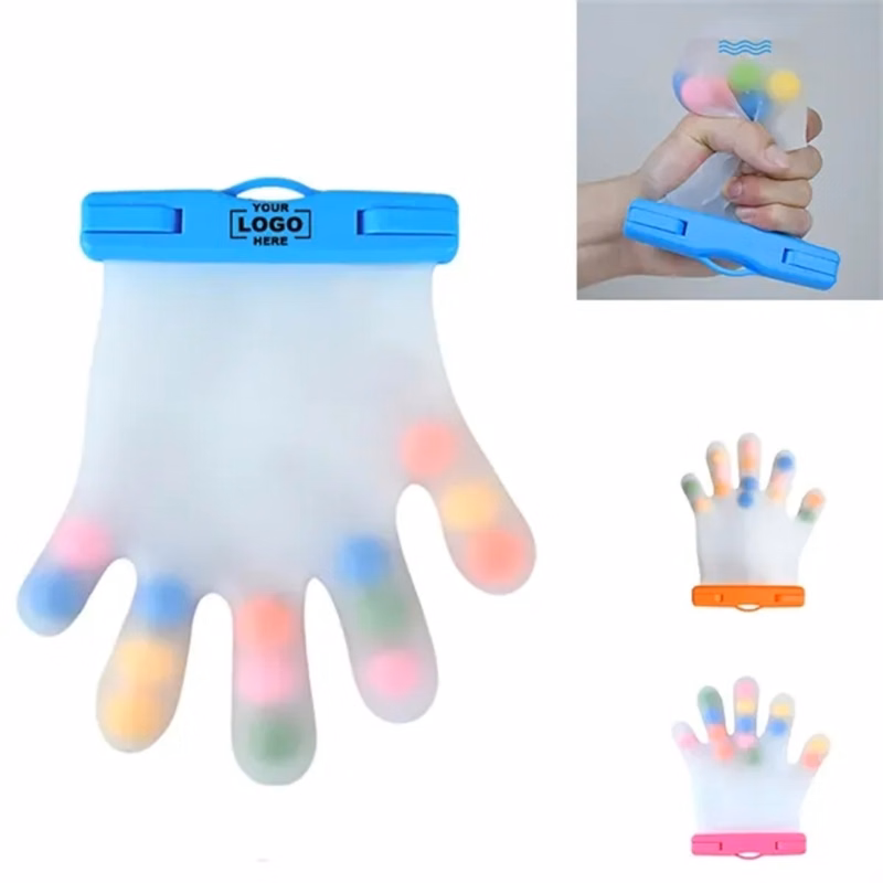 Silicone Stress Relief Glove Toy with Colorful Beads