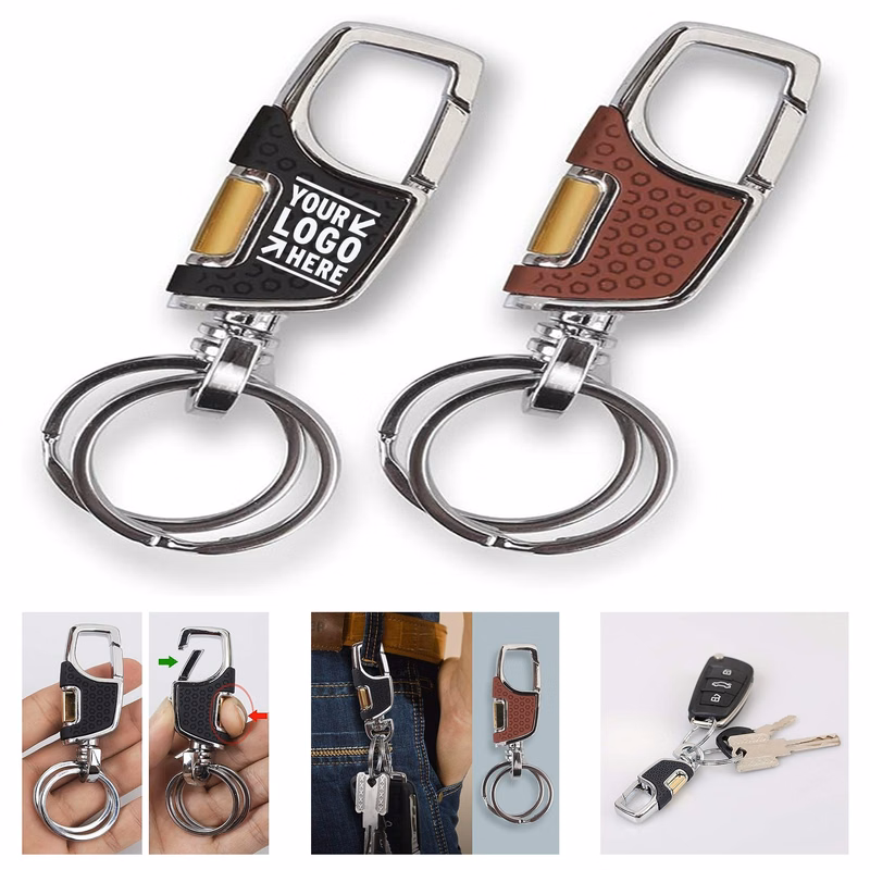 Heavy Duty 2 Metal Carabiner Car Key Rings Chain