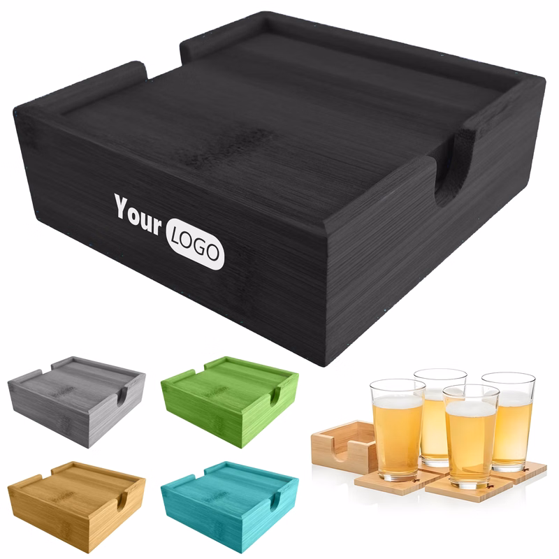Wood Natural Bamboo Coaster Set