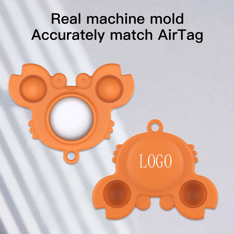 Funny Silicone Fidget Bubble Sensory w/ Key Ring for Airtag Protective