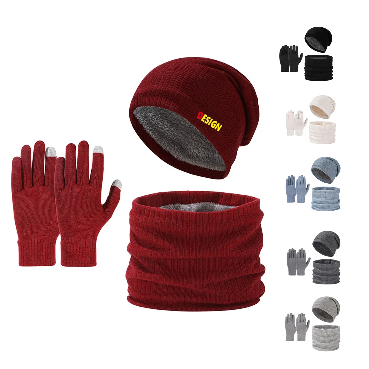 Thickened Cold - Proof Beanie Neck Warmer Gloves Trio 1