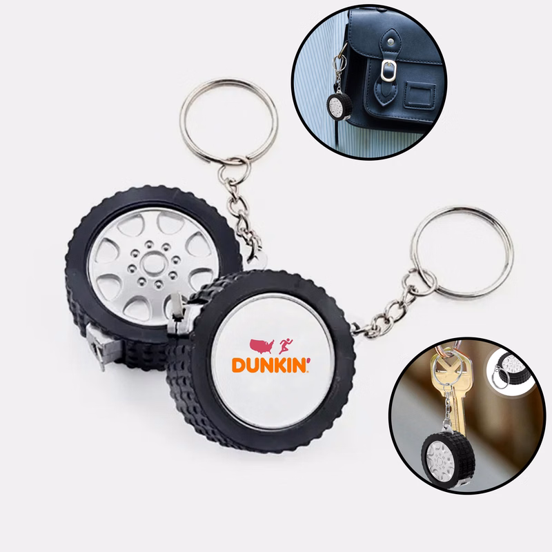 Car Tire Style Retractable Tape Measure Keychain