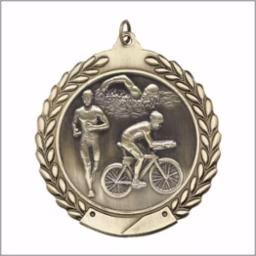 Triathalon Die Cast Medal, 1 3/4"