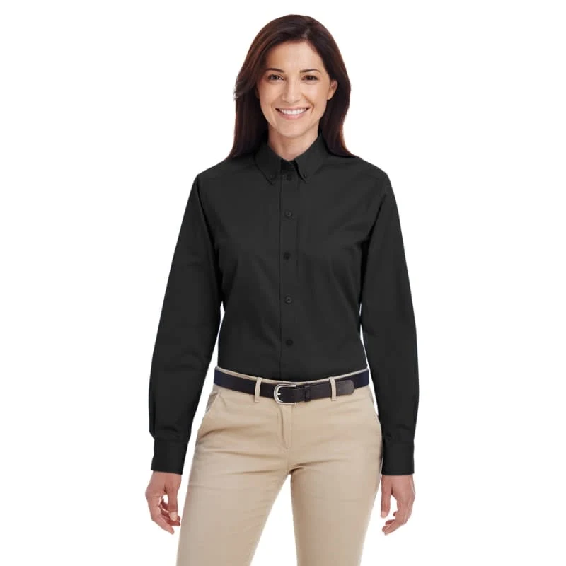Harriton Ladies' Foundation 100% Cotton Long-Sleeve Twill Shirt With Teflon™ 1