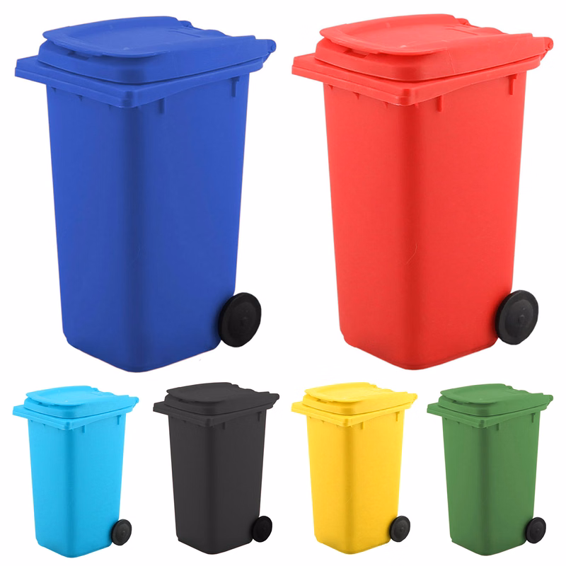 Mini Desktop Plastic Trash Can Pen Holder