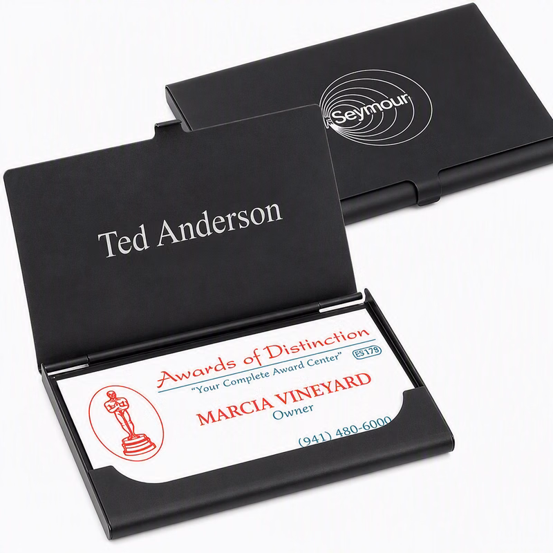 BRASS BUSINESS CARD CASE W/ MATTE BLACK FINISH