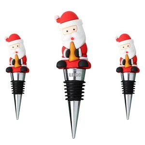 Festive Santa Claus PVC Wine Cork Bottle Stopper 1