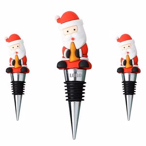 Festive Santa Claus PVC Wine Cork Bottle Stopper