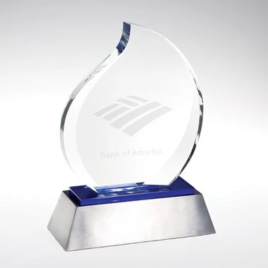 ETERNAL FLAME BLUE REFLECT CRYSTAL AWARD 1