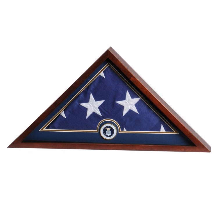 US Flag Display Case with Air Force Medallion - Display Case with Flag