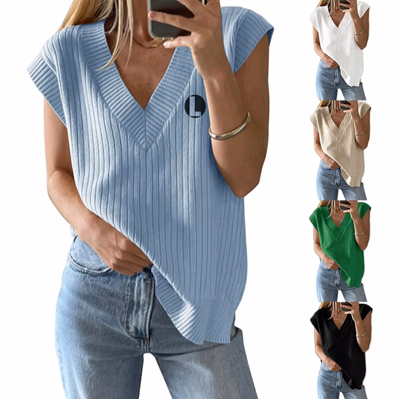 Women's V-Neck Wool Blend Knit Vest