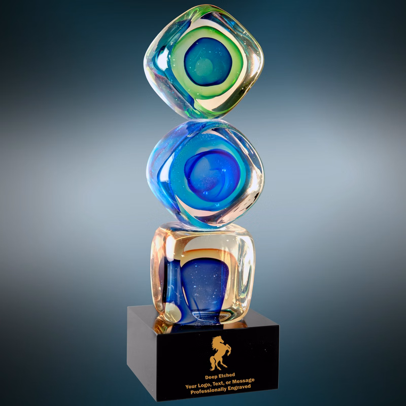 9 1/4" Stacked Blocks Art Glass Award