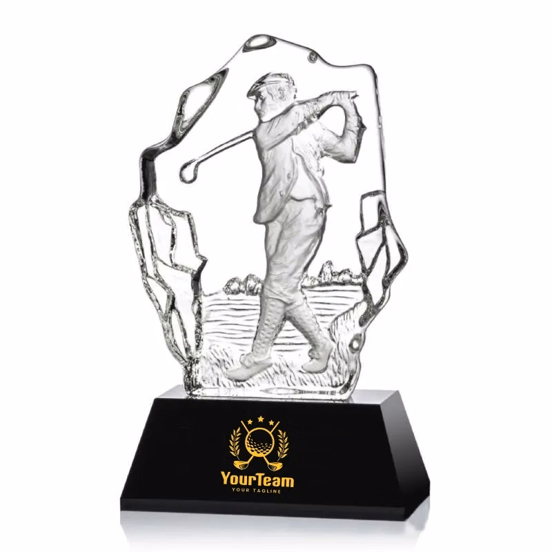 Crystal Golf Player Trophy