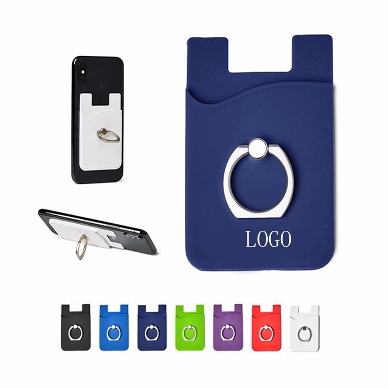 Silicone Phone Wallet Card Holder with Ring stand