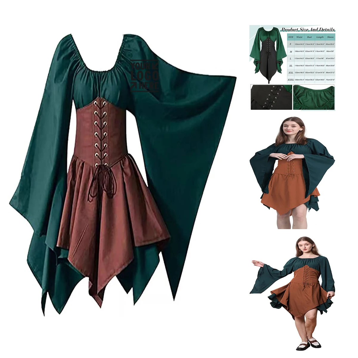 Renaissance Dress for Ladie, custom women's shirt with logo imprint 1