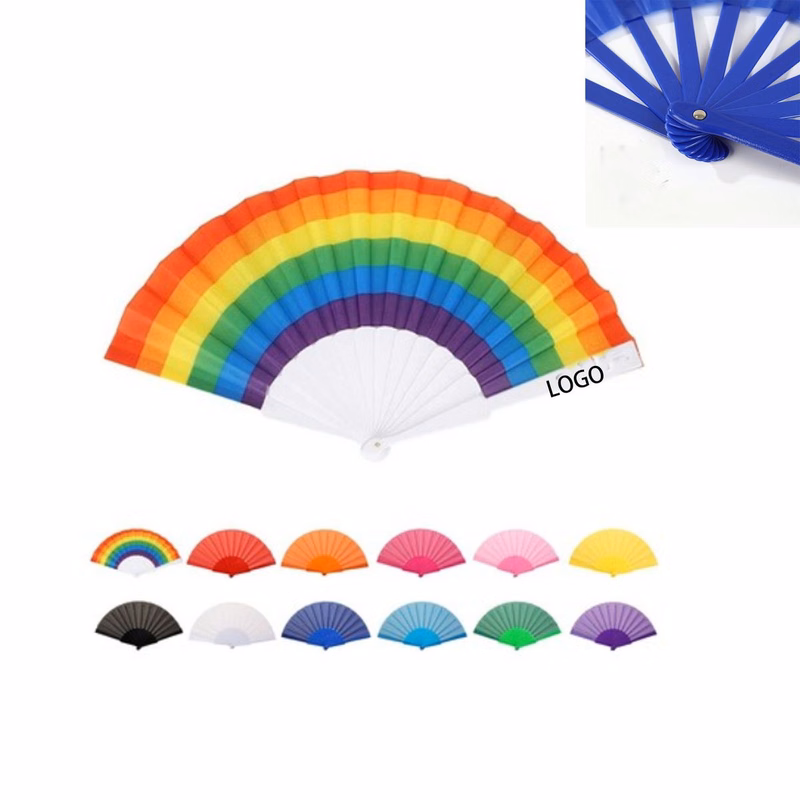 Folding Fan Plastic Handle Fabric Body