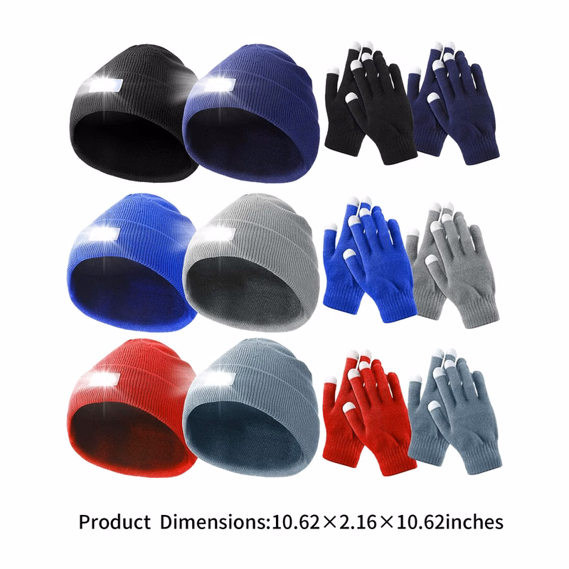 Battery Powered Headlamp Caps Touch Screen Knit Gloves