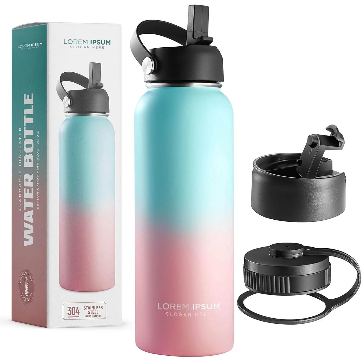 32oz Stainless Steel Insulated Water Bottle and Travel Mug for Hot and Cold Beverages, Wide Mouth, custom water bottle with logo imprint 1