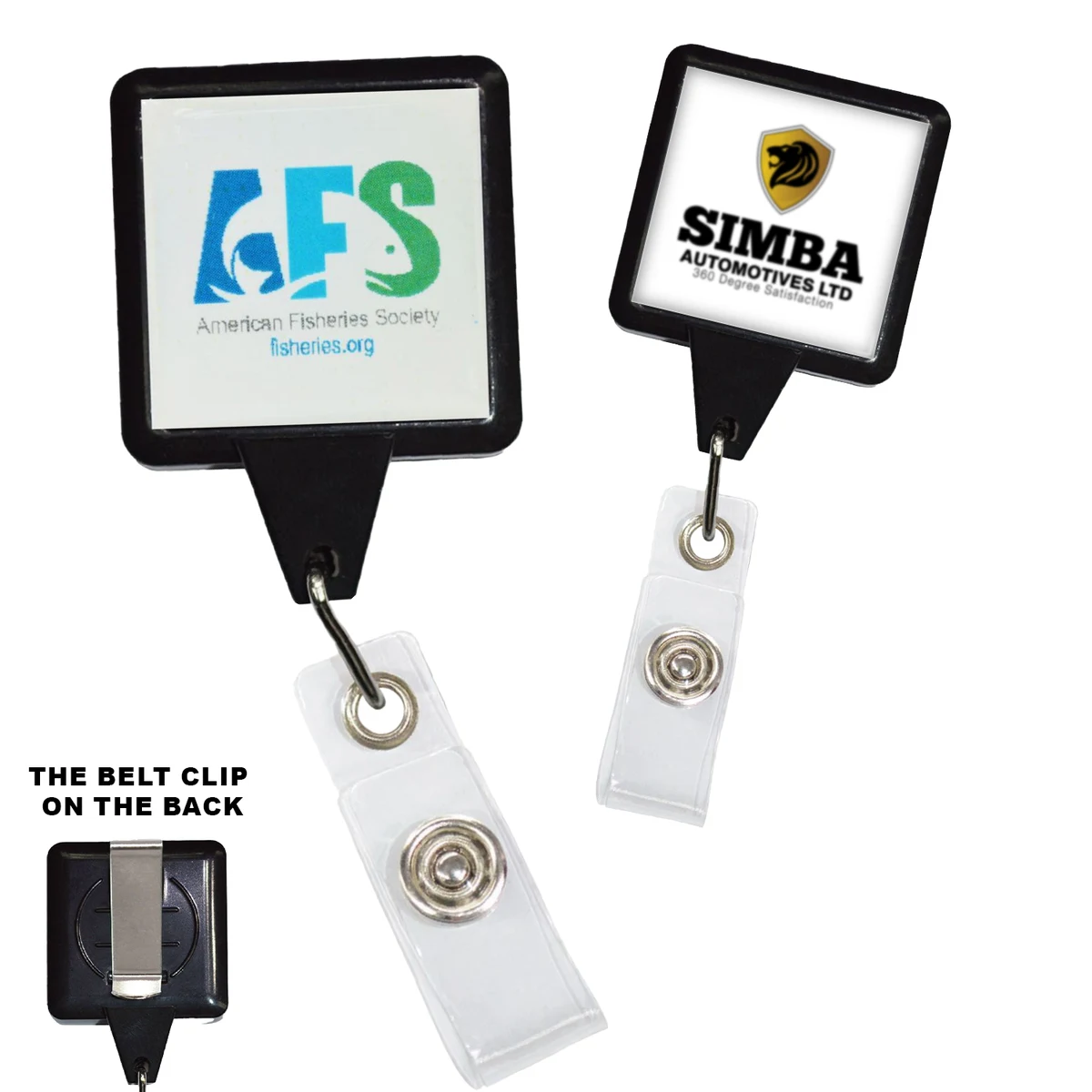 Big Log Square Retractable Badge Reel w/ Belt Clip 1