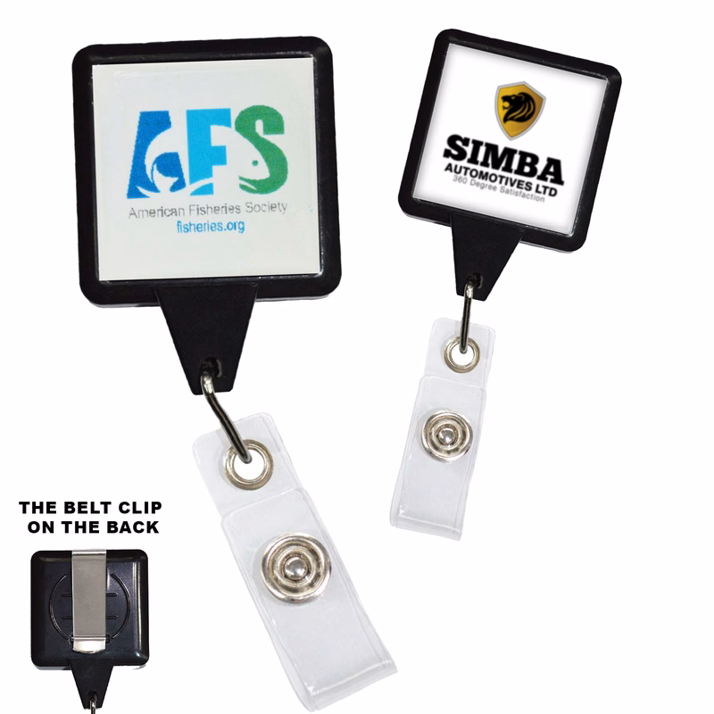 Big Log Square Retractable Badge Reel w/ Belt Clip