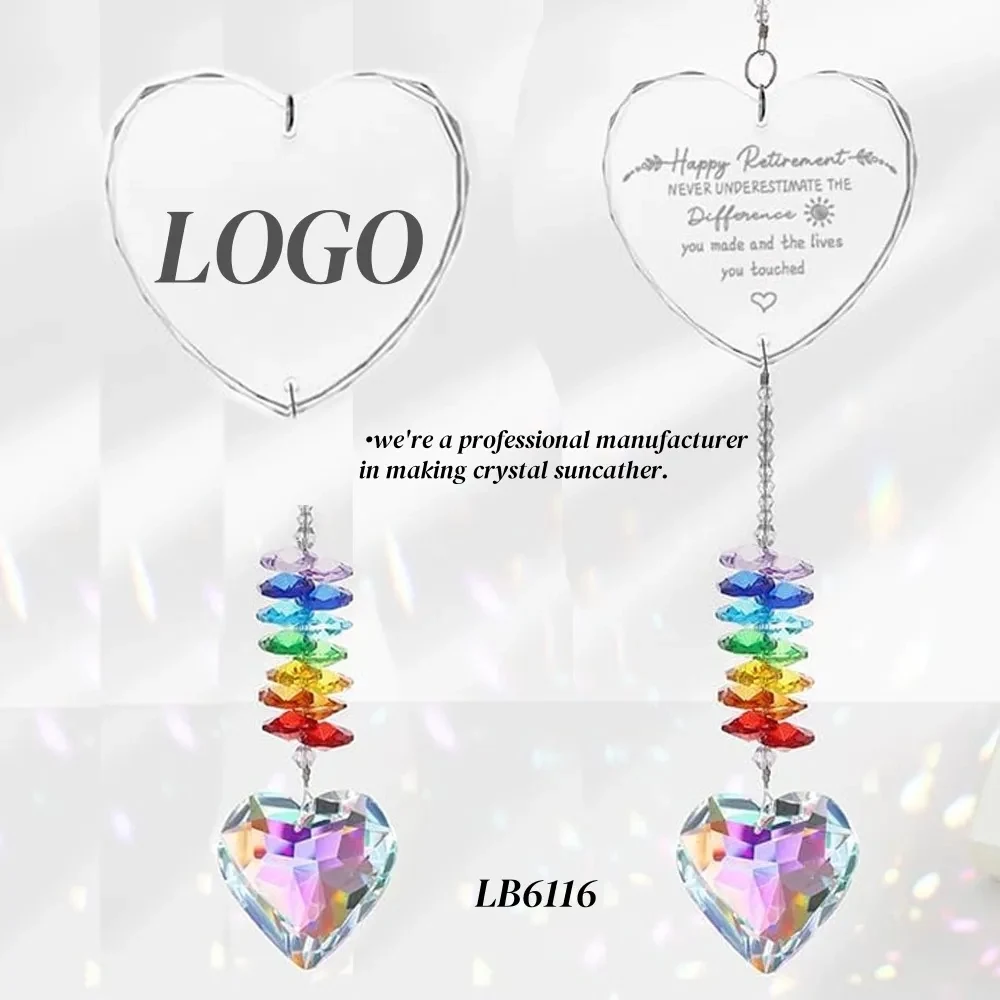 Custom Hanging Crystal Suncatcher Heart Rainbow Maker 1