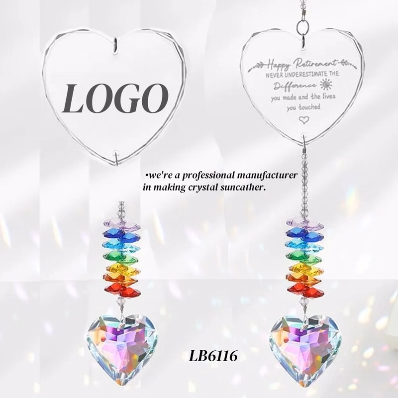 Custom Hanging Crystal Suncatcher Heart Rainbow Maker