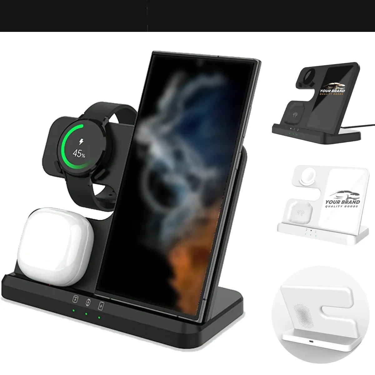 3 In 1 Dual Angle Fast Wireless Charging Stand For Samsung 1