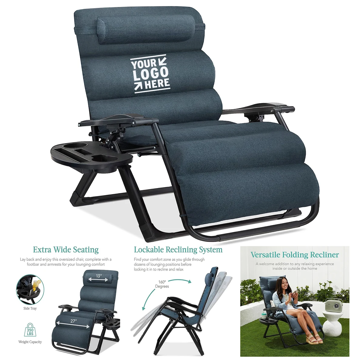 Removable Cushion Folding Outdoor Patio Recliner Best Choice Product Oversized Zero Gravity Chair 1