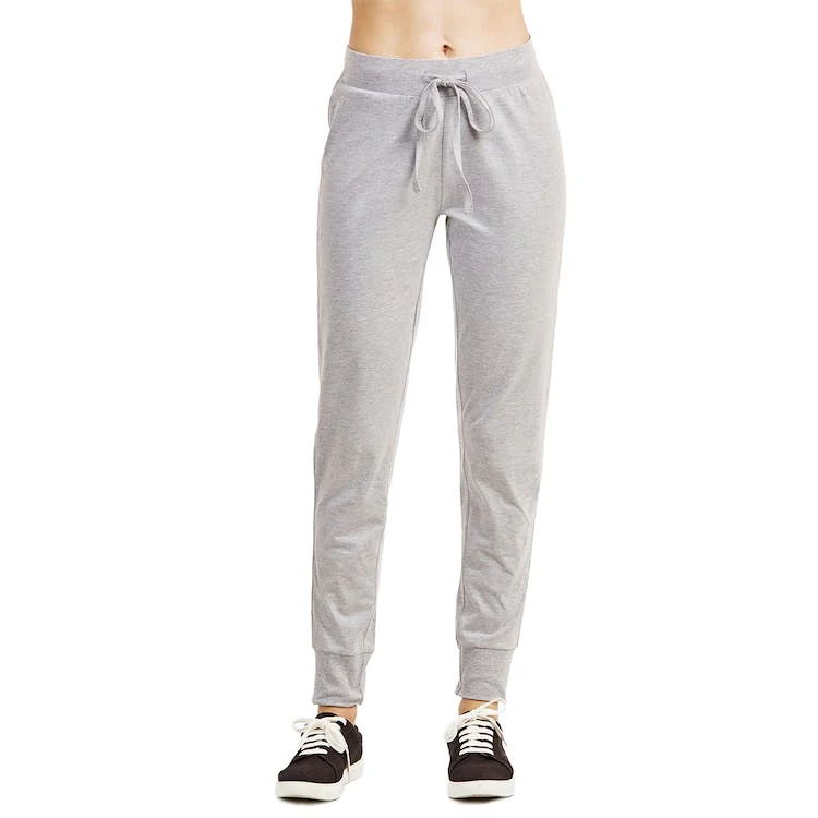Women's Lightweight Cotton Jogger Pants - Large Heather Gray 1