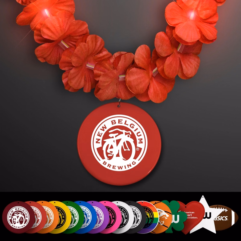 Light Up Red Lei with Medallion