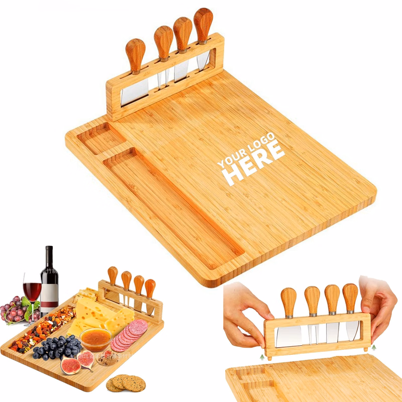 5 Piece Set Bamboo Cheese Board