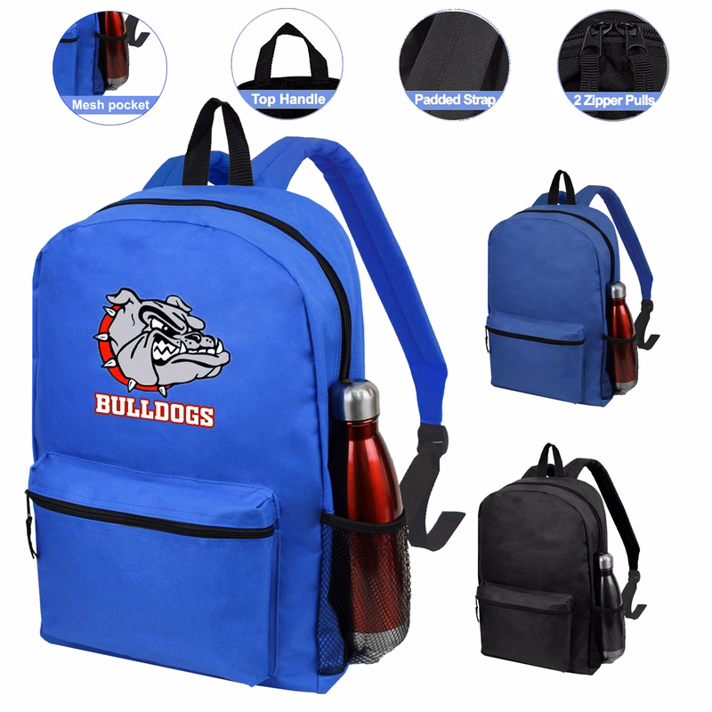 19" BEST VALUE HEAVY DUTY BACKPACK WITH WATER BOTTLE POCKET