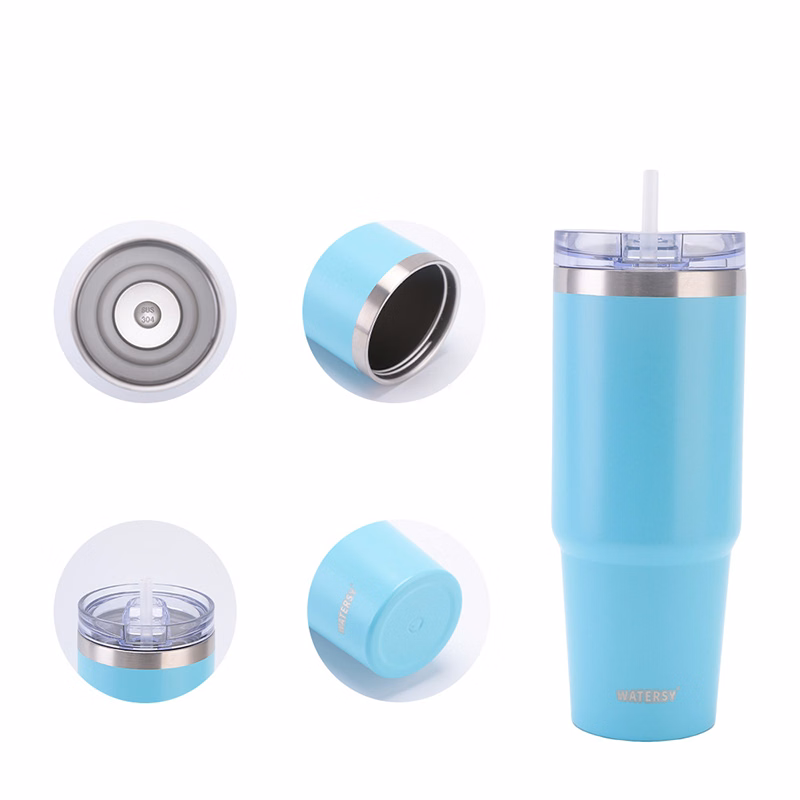 Custom 30oz cold coffee cup with straw