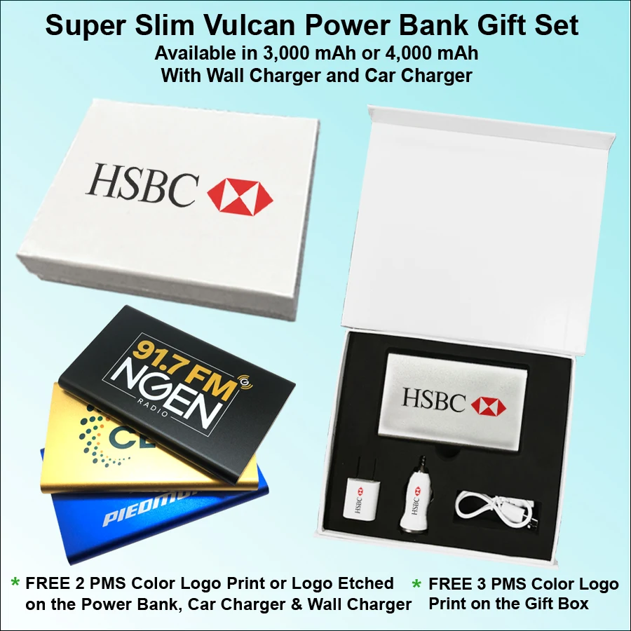 Super Slim Vulcan Power Bank Gift Set - 3000 mAh 1