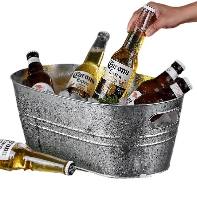 15L Galvanized Stainless Steel Oval Beverage Tub 1