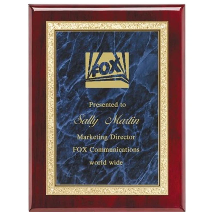 Rosewood Plaque Solid Brass Engraving Plate 9" x 12" Award 1