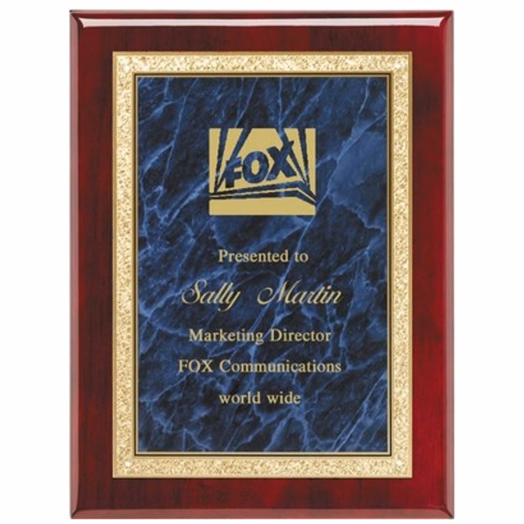 Rosewood Plaque Solid Brass Engraving Plate 9" x 12" Award