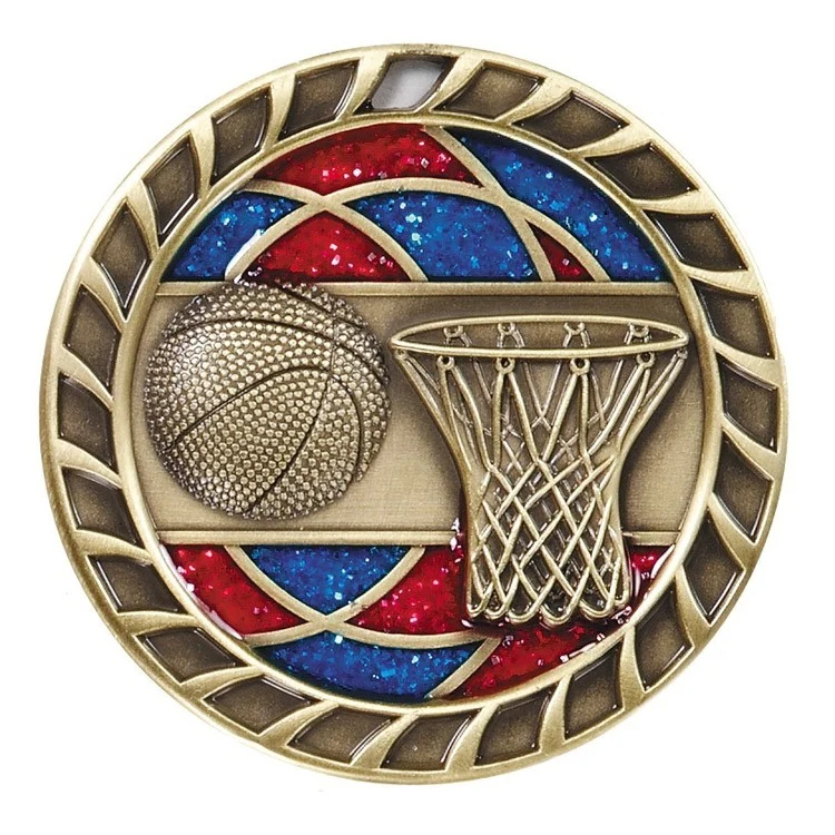 Basketball Glitter Medal, 2 1/2" 1