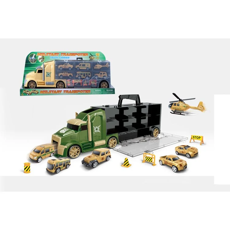 Military Truck Carrier Playsets - 6 Vehicles Hauler 1