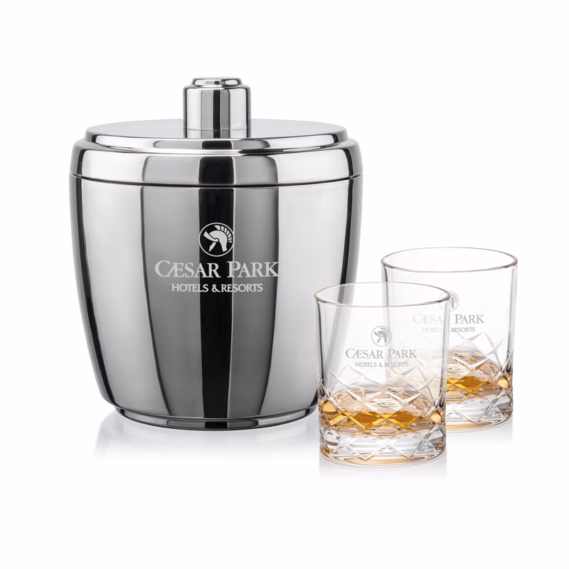 Pescara Ice Bucket & Brentwood On-the-Rocks Set