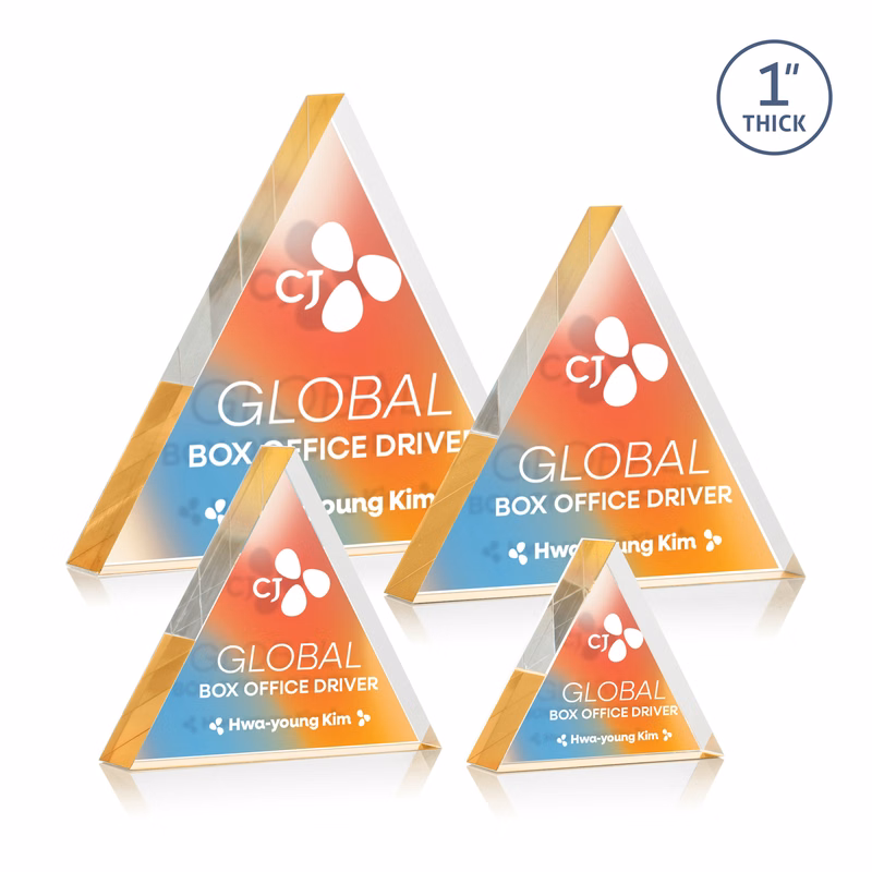 Spartan Triangle VividPrint™ Double Sided Award - Gold