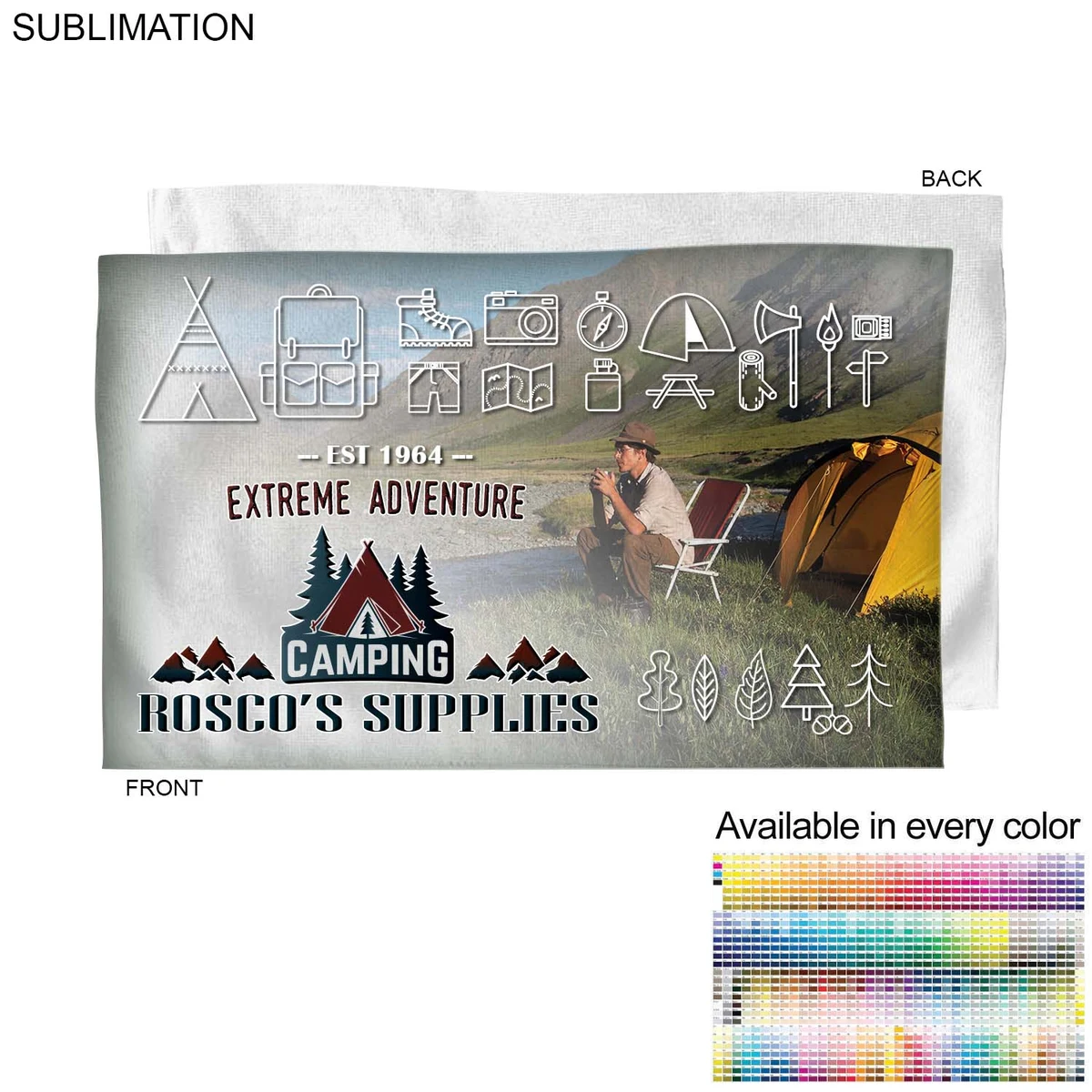 Microfiber Dri-lite Terry Branding Towel, 15x25, Sublimated Edge to Edge 1 side 1