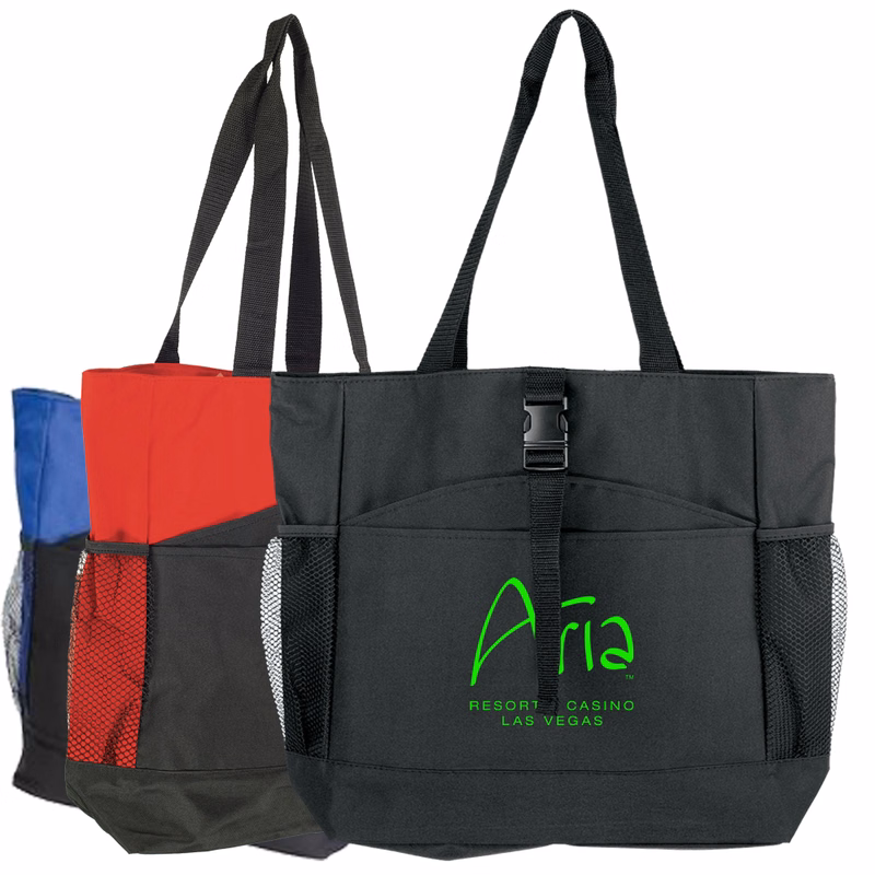 Capri Buckle-Front 600D Two-Tone Tote