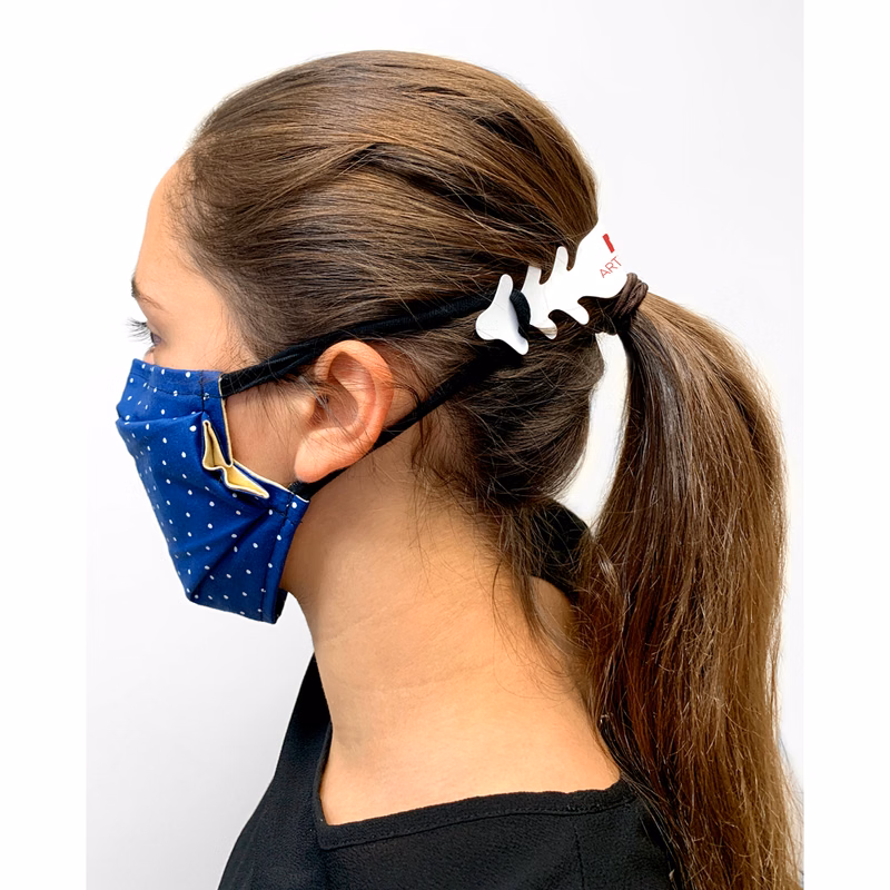 Ear Saver Mask Clip .023 White Polyethylene Plastic Full Colour Imprint